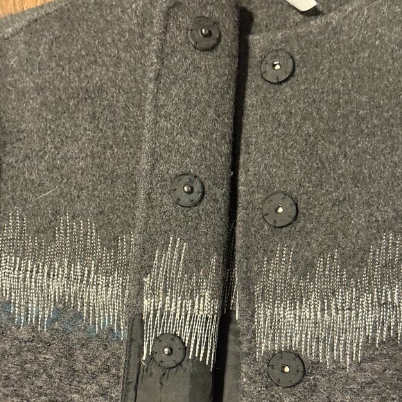 Marla Wynne Wool Blend Embroidery Topper Coat Womens Large Long Sleeve NWOT - Picture 6 of 11